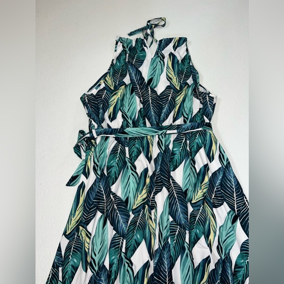 BloomChic Tropical Print Knotted Ruffles Belted Halter Dress Size 22/24 NWT - Picture 9 of 10